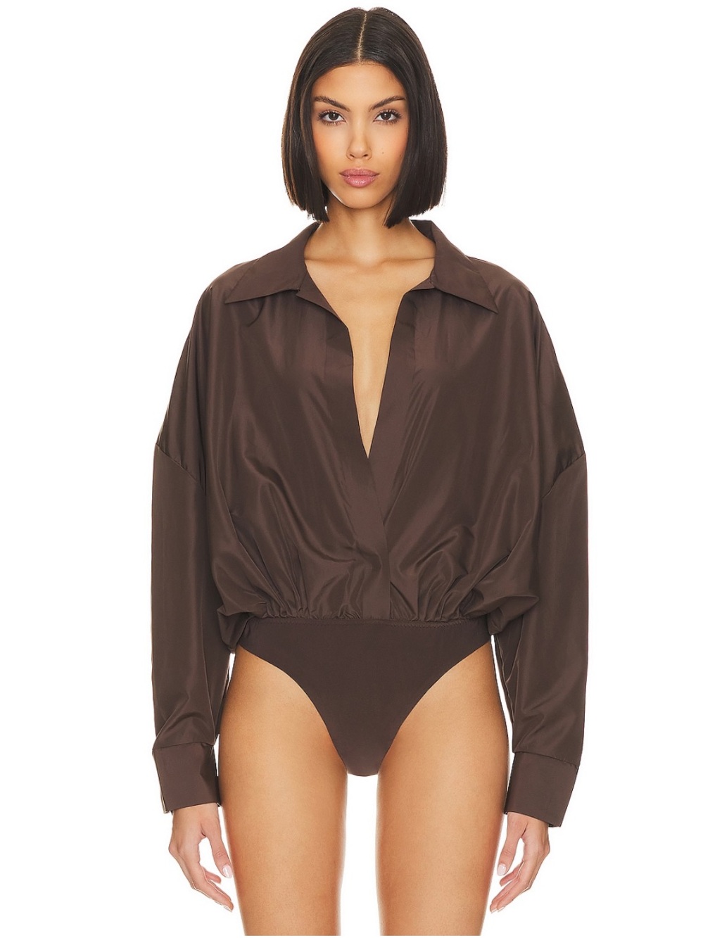 NWT Norma Kamali Oversized Boyfriend Shirt Bodysuit
